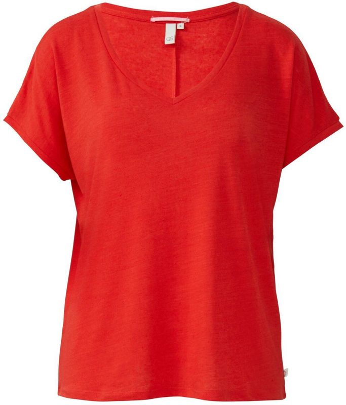 T-shirt - Zacht - Linnenmix - V-hals - Vleermuismouwen