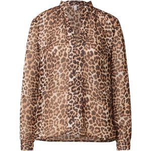 QS - Blouseshirt - Bruin/Zwart - Dierenprint - Lange Mouw
