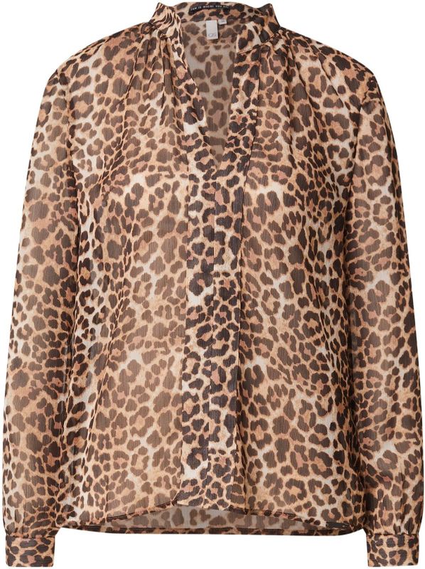 QS - Blouseshirt - Bruin/Zwart - Dierenprint - Lange Mouw