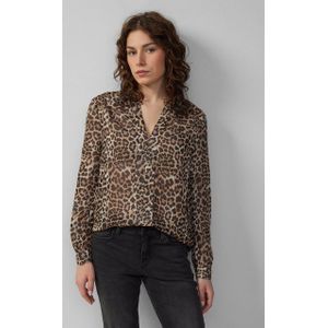 QS - Blouseshirt - Bruin/Zwart - Dierenprint - Lange Mouw