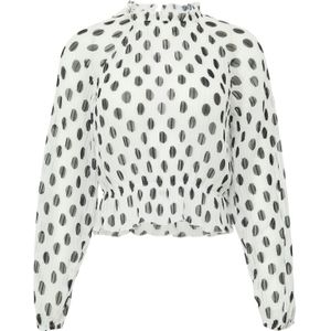 QS - Blouseshirt - Crème/Zwart - Chiffon - Lange Mouw