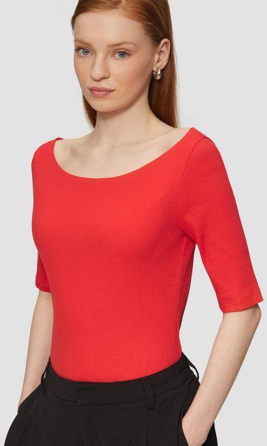 Q/S by s.Oliver - Top - Rood - Rib Gebreid