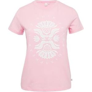 QS - T-shirt - Roze - Katoen - Met Print Op Voorzijde