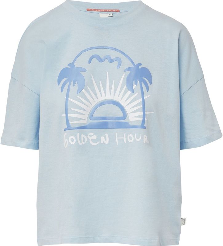 Q/S by s.Oliver - T-shirt - Lichtblauw - Regular Fit - Korte Mouwen