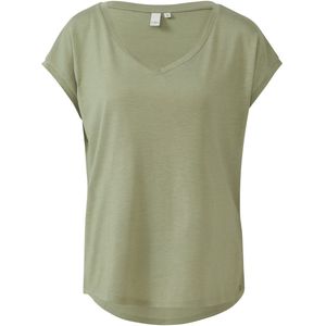 Q/S designed by - T-shirt - Kaki - Met V-hals - Korte Mouwen - Regular Fit