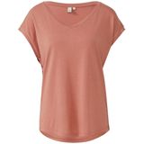 Q/S designed by - T-shirt - Kaki - Met V-hals - Korte Mouwen - Regular Fit