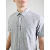 Overhemd - Linnenmix - Blauw - Relaxte Pasvorm