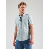 Overhemd - Linnenmix - Blauw - Relaxte Pasvorm