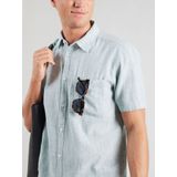 Overhemd - Linnenmix - Blauw - Relaxte Pasvorm