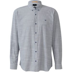 QS - Overhemd - Donkerblauw/Wit - Lange Mouw - Regular Fit