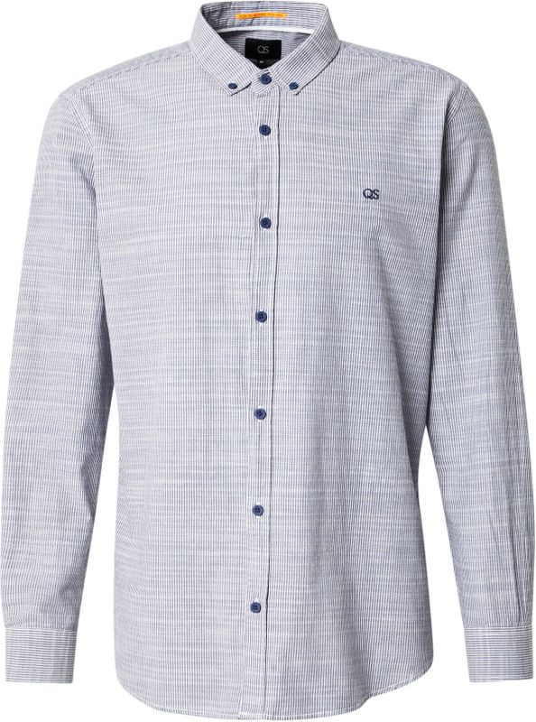 QS Overhemd  donkerblauw / wit