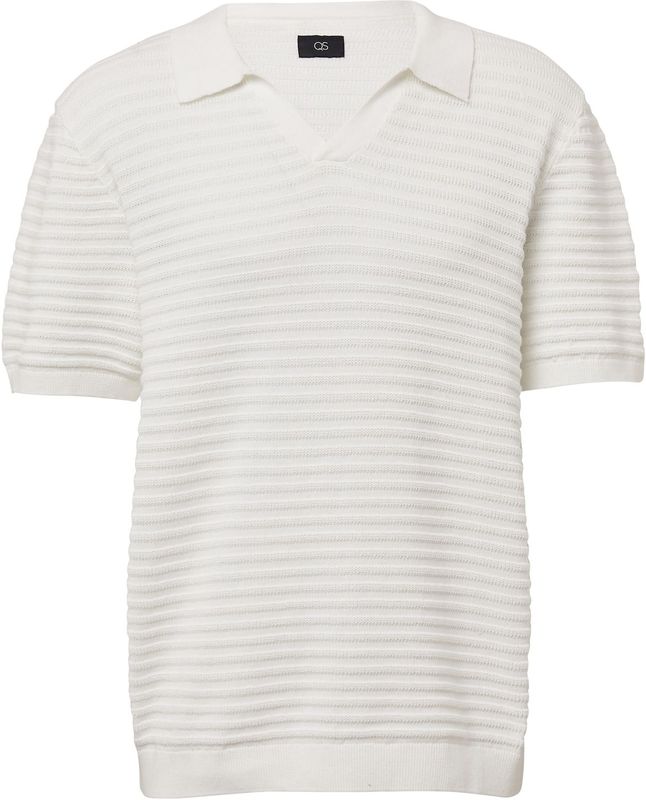 QS - Trui - Lichtbeige - Knitwear - Polokraag - Kwartmouw