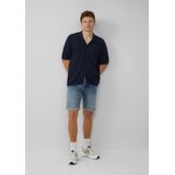 Q/S by s.Oliver - Casual Overhemd - Donkerblauw - 100% Katoen - Regular Fit, Korte Mouwen