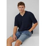 Q/S by s.Oliver - Casual Overhemd - Donkerblauw - 100% Katoen - Regular Fit, Korte Mouwen