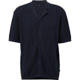 Q/S by s.Oliver - Casual Overhemd - Donkerblauw - 100% Katoen - Regular Fit, Korte Mouwen