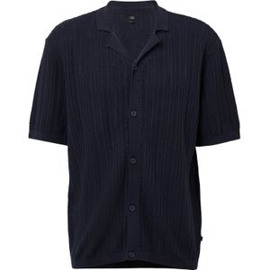 Q/S by s.Oliver - Casual Overhemd - Donkerblauw - 100% Katoen - Regular Fit, Korte Mouwen