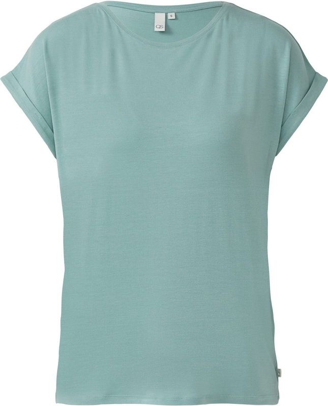 QS - Shirt - Lichtblauw - Effen - Kwartmouw - Losse Pasvorm