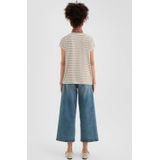 T-shirt - All-over Print - Streep - Vleermuisvleugelmouwen - Modalmix