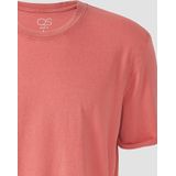 QS - Shirt - Abrikoos - Kwartmouw - Ronde Hals - Effen