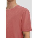 QS - Shirt - Abrikoos - Kwartmouw - Ronde Hals - Effen