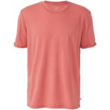 QS - Shirt - Abrikoos - Kwartmouw - Ronde Hals - Effen