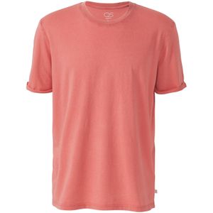 QS - Shirt - Abrikoos - Kwartmouw - Ronde Hals - Effen