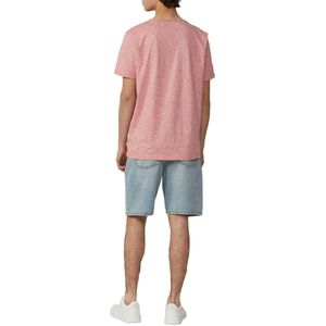 T-shirt - Gemêleerd - V-hals - Opgerolde Randen