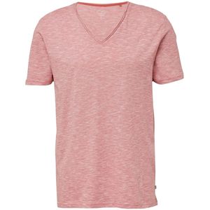 T-shirt - Gemêleerd - V-hals - Opgerolde Randen