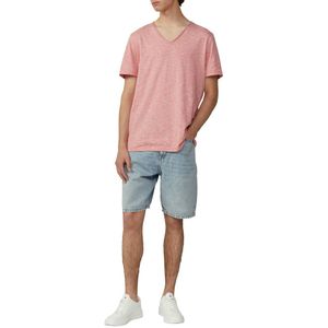 T-shirt - Gemêleerd - V-hals - Opgerolde Randen - Luchtig