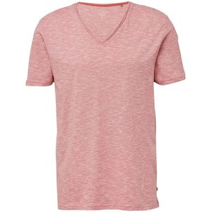 T-shirt - Gemêleerd - V-hals - Opgerolde Randen - Luchtig