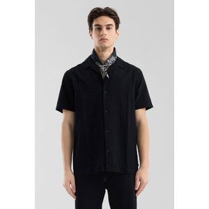 Q/S by s.Oliver - Casual Overhemd - Zwart - Korte Mouwen - Reverskraag