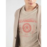 QS - Shirt - Lichtbeige - Kwartmouw - Ronde Hals - Normale Pasvorm