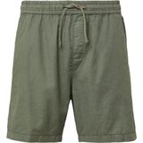 Overhemd - Lässiges Stehkragenhemd - Groen - Leinenmix