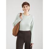 QS - Shirt - Lichtgroen/Wolwit - T-shirt - Lange Mouw - Slanke Pasvorm