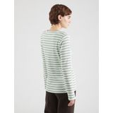 QS - Shirt - Lichtgroen/Wolwit - T-shirt - Lange Mouw - Slanke Pasvorm