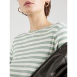 QS - Shirt - Lichtgroen/Wolwit - T-shirt - Lange Mouw - Slanke Pasvorm