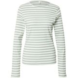 QS - Shirt - Lichtgroen/Wolwit - T-shirt - Lange Mouw - Slanke Pasvorm