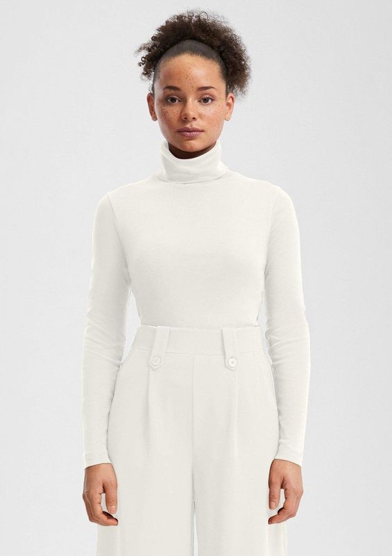 QS - Shirt - Ecru - Jersey - Lange Mouw - Normale Pasvorm