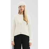 QS - Gebreid Vest - Ecru - V-hals - Lange Mouw