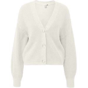 QS - Gebreid Vest - Ecru - V-hals - Lange Mouw