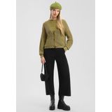 QS - Gebreid Vest - Olijfgroen - V-hals - Lange Mouw