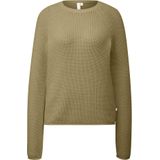 QS - Trui - Olijfgroen - Gebreid - Lange Mouw - Normale Pasvorm