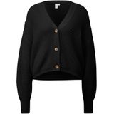 QS - Gebreid Vest - Zwart - V-hals - Lange Mouw - Normale Pasvorm