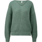 QS - Trui - Grijs - Jade Groen - Knitwear - V-hals - Lange Mouw