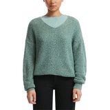 QS - Trui - Grijs - Jade Groen - Knitwear - V-hals - Lange Mouw