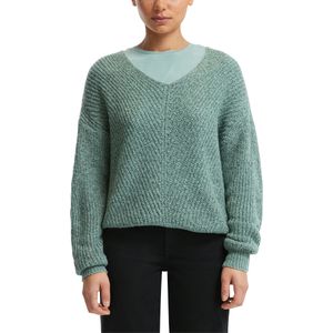 QS - Trui - Grijs - Jade Groen - Knitwear - V-hals - Lange Mouw