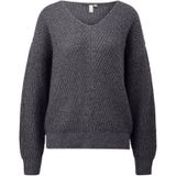 QS - Trui - Donkergrijs - V-hals - Lange Mouw - Normale Pasvorm
