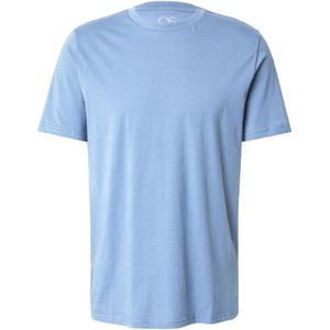 QS - Shirt - Blauw - Kwartmouw - Ronde Hals - Effen