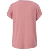 QS - Shirt - Rosa - V-hals - Kwartmouw - Effen
