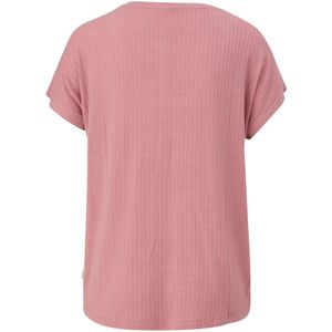 QS - Shirt - Rosa - V-hals - Kwartmouw - Effen
